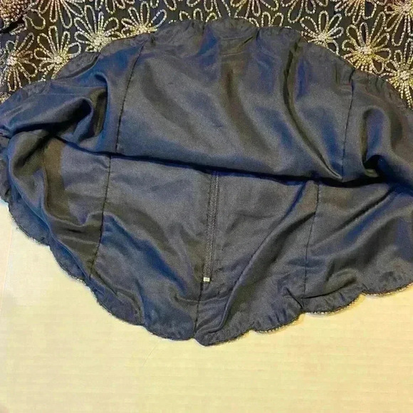 VTG Adrianna Papell Occasions SS Blouse 10 Navy Silk Beaded Cocktail Wedding - Picture 7 of 7